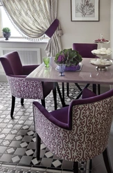 Lilac chairs in the kitchen interior