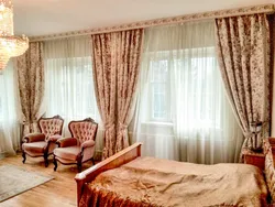 Фото штор для спальни на потолочный карниз