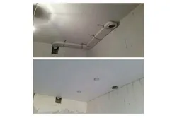 Вытяжка под натяжным потолком на кухне фото