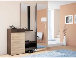 Hallway Design With Cabinet And Mirror