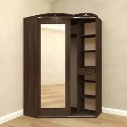 Corner wardrobe in the hallway with a mirror photo