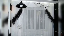 Black and white kitchen interior curtains