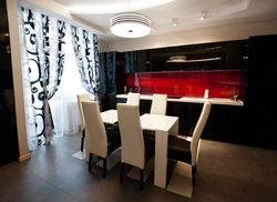 Black And White Kitchen Interior Curtains