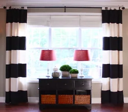 Black and white kitchen interior curtains