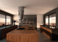 Round pipe hood in the interior for the kitchen