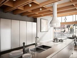 Round pipe hood in the interior for the kitchen