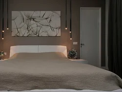 Pendant lamps in the bedroom photo in the interior above the bedside tables