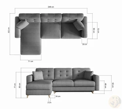 Corner sofas photo with dimensions for the living room