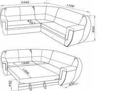 Corner sofas photo with dimensions for the living room