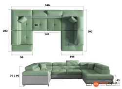 Corner sofas photo with dimensions for the living room