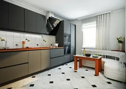 White Porcelain Tiles In The Kitchen Interior
