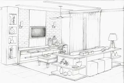Living room interior sketch
