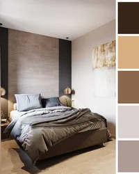 Color combination in the bedroom interior brown and beige