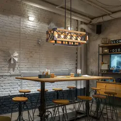 Loft lamp in the kitchen interior