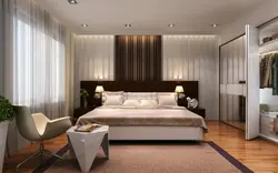 Bedroom design with a large bed photo