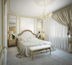 White bedroom design with gold
