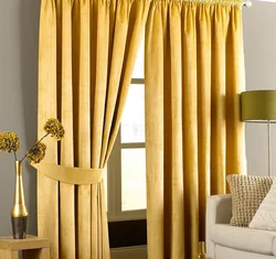 Mustard Curtains In The Living Room Photo