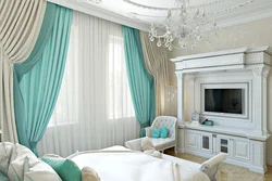 Mint curtains in the living room photo