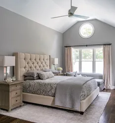 Beige Bed In The Bedroom Interior