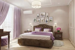 Bedroom lilac beige photo