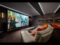 Home cinema in the living room interior