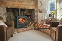 Living room design with cast iron fireplace