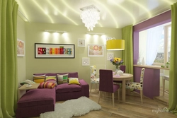 Lilac green bedroom interior