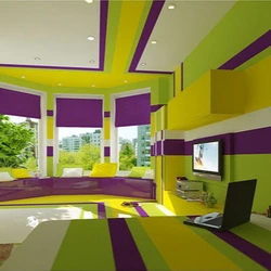 Lilac green bedroom interior