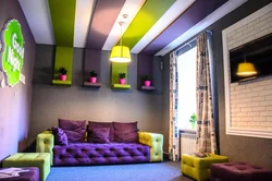Lilac green bedroom interior