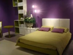 Lilac green bedroom interior