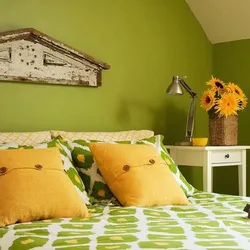 Yellow-Green Bedroom Interior
