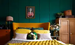 Yellow-green bedroom interior