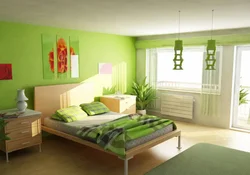 Yellow-green bedroom interior