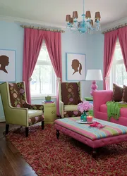 Green Pink Living Room Photo