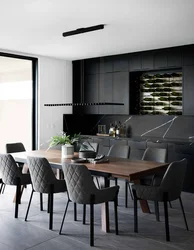 Black chairs for the kitchen in the interior