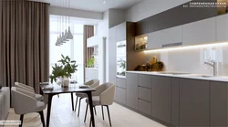 Kitchen interior white gray brown