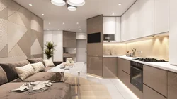 Kitchen interior white gray brown