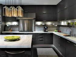 Kitchen interior white gray brown