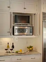Microwave in the kitchen interior in the closet