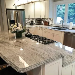 White granite in the kitchen interior