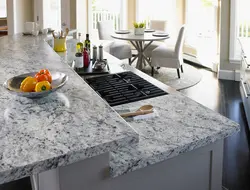 White granite in the kitchen interior