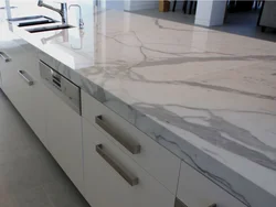 White granite in the kitchen interior