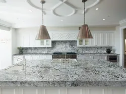 White granite in the kitchen interior