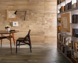 Wood-effect tiles in the kitchen interior