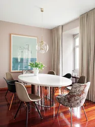 Tables in the interior of the kitchen living room