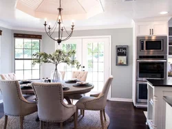 Tables in the interior of the kitchen living room