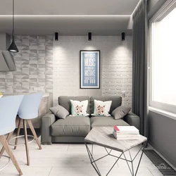 Gray brick in the kitchen interior