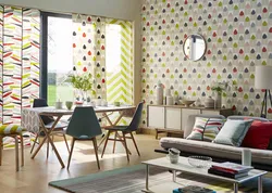 Bright Wallpaper In The Living Room Interior