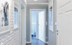 Gray bricks in the hallway interior
