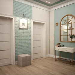 Gray bricks in the hallway interior